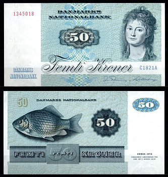 Дания 50 крон 1982 Энгельке Шарлотта Райберг (автор: Йенс Юэль) Pick 50 e (1) бумага 451-1229-1