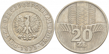 Польша 20 злотых 1973 монетный двор Кремница KM 67, Parchimowicz 245a медно-никель 4403-511