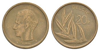 Бельгия 20 франков 1981 Belgie, Бодуэн I (1951-1993) KM 160 никель бронза 4629-522