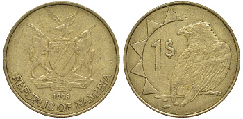 Намибия 1 доллар 1996 орел KM 4 латунь 4163-1054