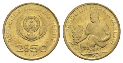 Кабо-Верде 2,5 эскудо 1982 KM 18 никель латунь UNC 4177-631