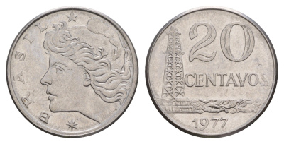 Бразилия 20 сентаво 1977 KM 579.1a нержавеющая сталь 4656-1242
