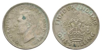 Великобритания 1 шиллинг 1948 Георг VI (1936-1952), Шотландский герб KM 864, Spink 4104 медно-никель 4663-147