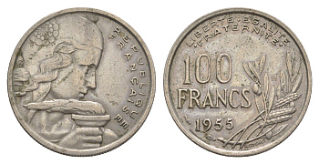 Франция 100 франков 1955 KM 919 медно-никель 4629-1025