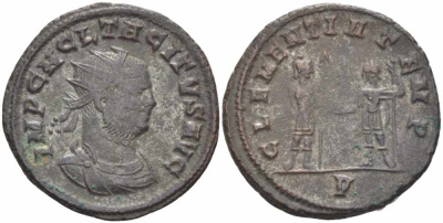 Римская Империя аврелианиан 276 Тацит CLEMENTIA TEMP Кизик Good Very fine BNC 1808 бронза 1073-16-97