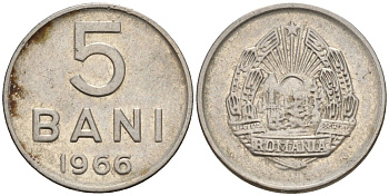 Румыния 5 бани 1966 год тип KM 92 сталь плакированная никелем 4174-817