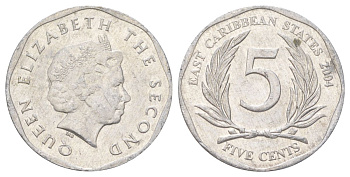 Восточные Карибы 5 центов 2004 KM 36 алюминий 4628-1056