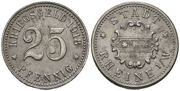 Рейн (Вестфалия) 25 пфеннингов 1918 Funck 447.1, Men18 26979.1 железо 4586-1012