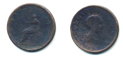 Великобритания 1/2 пенни 1807 Георг III (1760-1820) KM 662, Spink 3781 медь 59-1025