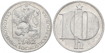 Чехословакия 10 геллеров 1982 KM 80 алюминий 44-1035