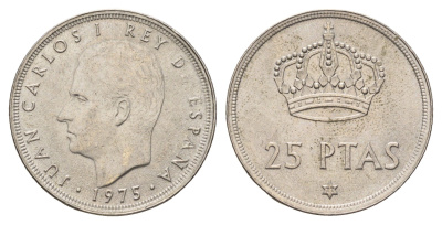 Испания 25 песет 1975 (77) Хуан Карлос I (1975-2014) KM 808 медно-никель 4707-357
