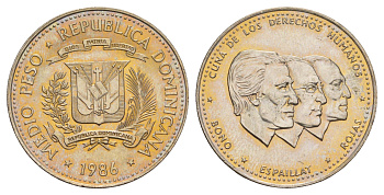 Доминиканская Республика (Доминикана) 1/2 песо 1986 KM 62 медно-никель 114-541