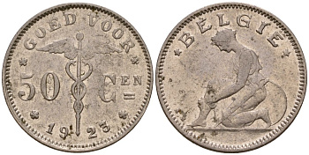 Бельгия 50 сантимов 1923 Король Альберт I (1910 - 1934) KM 88 никель 39-619