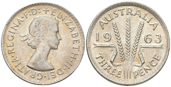 Австралия 3 пенса 1963 Елизавета II (1952-2022) KM 57 серебро 4623-121