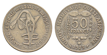 Западная Африка (BCEAO) 50 франков 1975 Центральный банк государств Западной Африки KM 6 медно-никель 4643-753