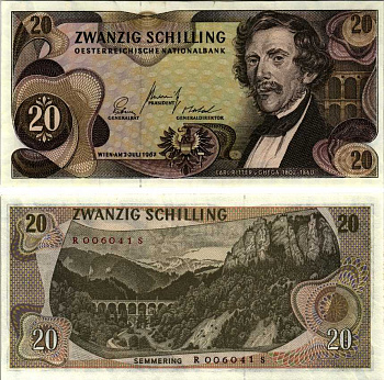 Австрия 20 шиллингов 1967  Pick 142  бумага  UNC (пресс)  7214-46-2-2