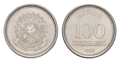 Бразилия 100 крузейро 1985 KM 595 нержавеющая сталь UNC 4644-119