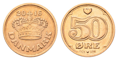 Дания 50 эре 2016 Маргрете II (1972-2024) KM 866 бронза UNC 76-564