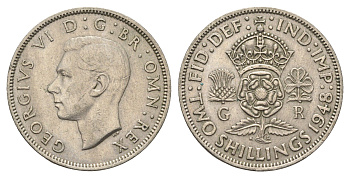 Великобритания 2 шиллинга (флорин) 1948 Георг VI (1936-1952) KM 865, Spink 4102 медно-никель 4663-245