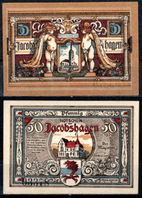 Якобсхаген (Пруссия, Померания) 50 пфеннигов 1920 бумага UNC (пресс) 7555-18-3-1
