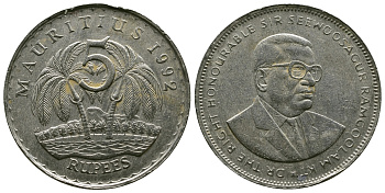 Маврикий 5 рупий 1992 Сивусагур Рамгулам KM 56 медно-никель 4381-325