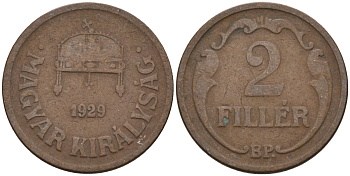 Венгрия 2 филлера 1929 BP KM 506 бронза 4115-1121
