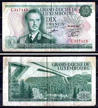 Люксембург 10 франков 1967 Pick 53 a бумага 6312-49-2-2