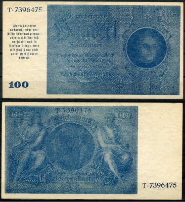 Германия 100 рейхсмарок 1935 Reichsbank Offices in Graz, Linz & Salzburg, T 7396475 Pick 190 a, Ro. 182 c, Gr.-DEU 258 c  бумага   451-246-1