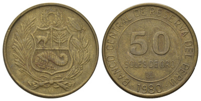 Перу 50 солей 1980 KM 273 алюминиевая бронза 4542-123
