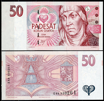 Чехия 50 крон 1997 Агнесса Чешская, серия E Pick 17 c  бумага  UNC (пресс) 7196-23-1