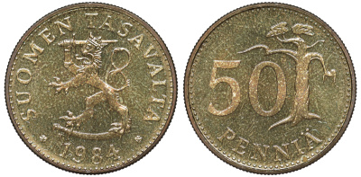 Финляндия 50 пенни 1984 N KM 48 алюминиевая бронза UNC 259-636