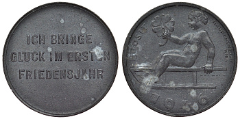 Австрия жетон 1946 удачи в первом году свободы, ребенок с клевером на санках цинк 4121-147