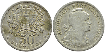 Португалия 50 сентаво 1930 KM 577 медно-никель 4395-752