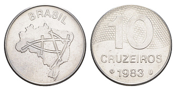 Бразилия 10 крузейро 1983 KM 592.1 нержавеющая сталь UNC 4642-1222
