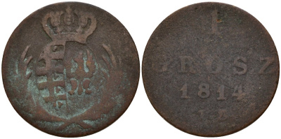Польша 1 грош 1814 IB, Фридрих Август III (1806-1827) C 81 медь 4158-529