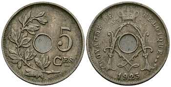 Бельгия 5 сантимов 1923 Belgique KM 66 медно-никель 4173-523