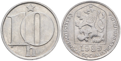 Чехословакия 10 геллеров 1989 KM 80 алюминий 4152-753