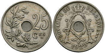 Бельгия 25 сантимов 1929 Belgique KM 68 медно-никель 4165-614