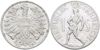 АВСТРИЯ 1 ШИЛЛИНГ 1947 KM 2871 алюминий 4448-327