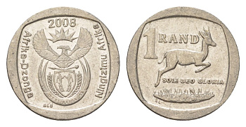 ЮАР 1 ранд 2008 KM 444 медь плакированная никелем 4627-518