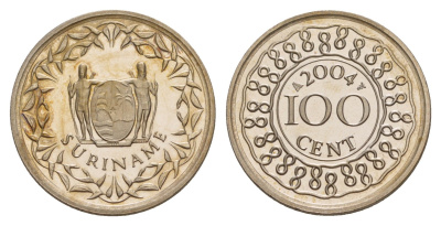 Суринам 100 центов 2004 KM 23 медно-никель BU 4628-1236