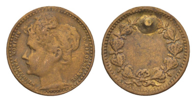 Нидерланды медаль "Вильгельмина" ND диаметр 17 мм, вес 1,3 гр бронза 4659-136