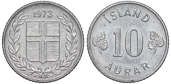 Исландия 10 эйре 1973 KM 10a алюминий 4596-853