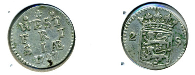 НИДЕРЛАНДЫ ЗАПАДНАЯ ФРИЗИЯ 2 ШТЮБЕРА 1787 KM 106.2 серебро 503-132