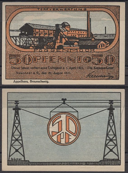 Нойштадт-ам-Рюбенберге 50 пфеннигов 1921 DeNG 2 966.1-8/8 бумага UNC (пресс) 8592-11-4-1