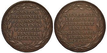 Бельгия жетон 1790 Леопольд II (1790-1792) Slg. Montenuovo 2195 var., de Coster 905 бронза 443-312