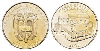 Панама 1/2 бальбоа (50 сентесимо) 2012 Панама-Вьехо - Королевский дом KM 143 медь плакированная медно-никелем UNC 4645-233