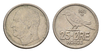 Норвегия 25 эре 1962 Улаф V (1957-1991) KM 407 медно-никель 4702-311