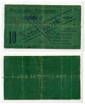 Германия 10 марок 1915 Ганновер, Мюнден, лагерь военнопленных офицеров C-3086 пластик 504-30-2-2