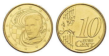 Хорватия 10 евроцентов 2023 Никола Тесла KM 138 нордик UNC 4174-1013